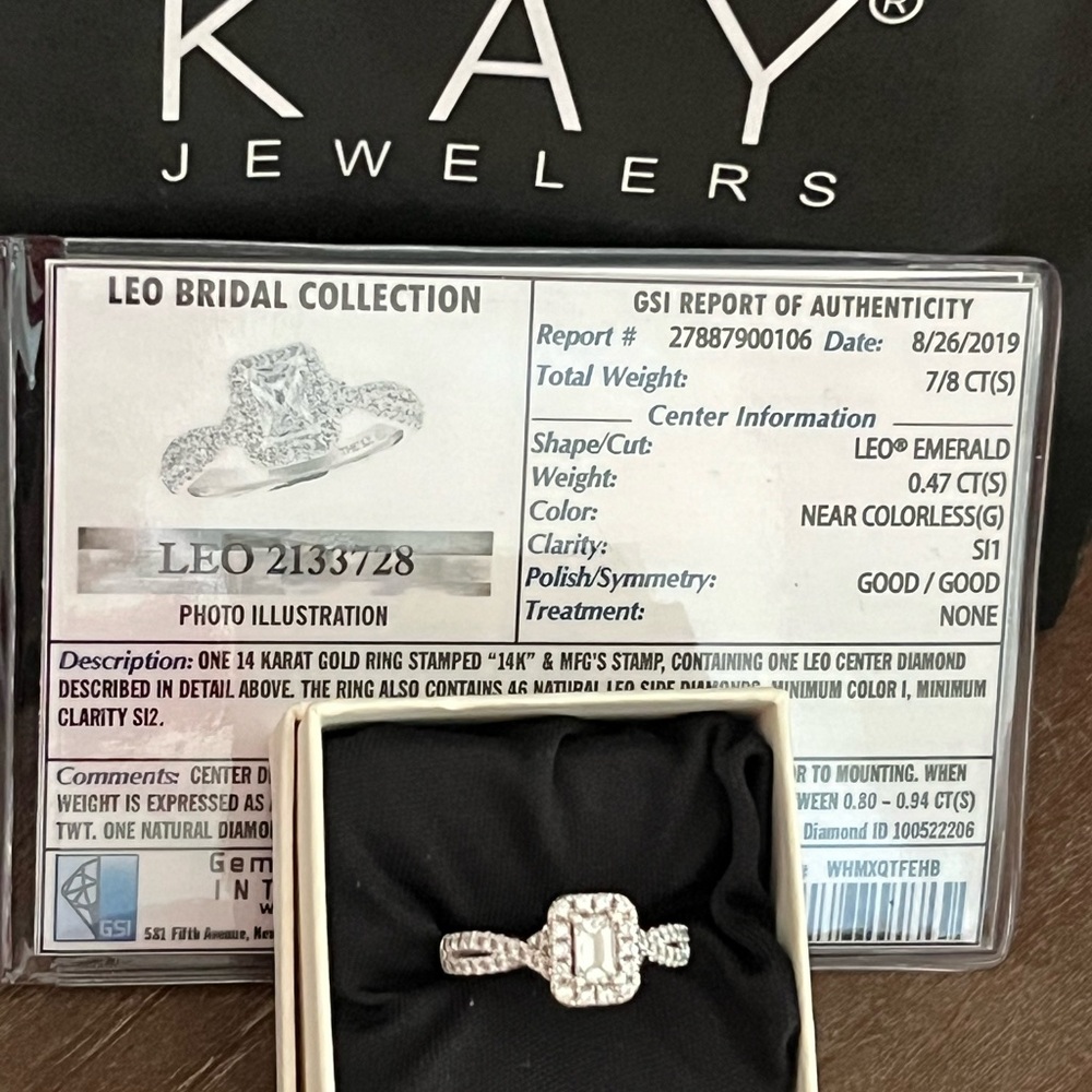 THE LEO Diamond Bridal Collection 7/8 ct tw Emerald & Round-cut 14K white gold